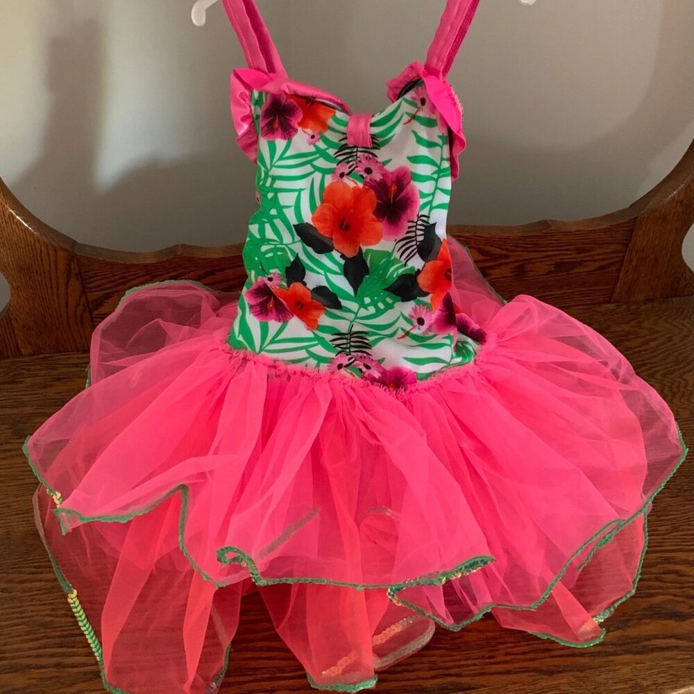 Girls Dance Weissman Recital Costume Tutu Size 1C – pink floral